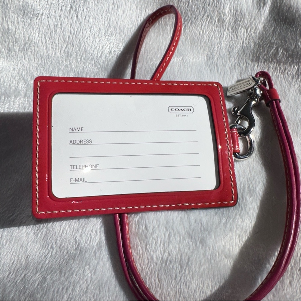 COACH Pink and Red Card Holder - Picture 3 of 6